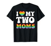 I Love My Two Moms Lesbian Couple Gay Pride Month LGBT T-Shirt