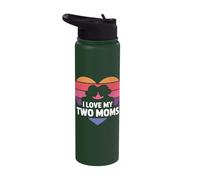 I Love My Two Moms Lesbian LGBT Pride Stainless Steel Insulated Water Bottle
