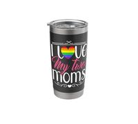 I Love My Two Moms Lesbian LGBTQ Pride Month Stainless Steel Insulated Tumbler