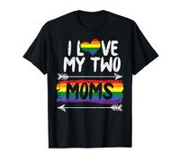 I Love My Two Moms Rainbow Gay Pride Flag LGBTQ Ally Kids T-Shirt