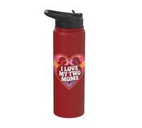 I Love My Two Moms Warm Heart Rainbow Stainless Steel Insulated Water Bottle