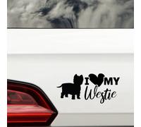 I Love My Westie Fun Waterproof Sticker - Decals for Car Bumpers, Laptops, Mirrors, Windows - Gift for Dog Lovers (Black)