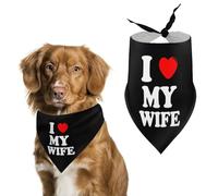 I Love My Wife Cute Dog Bandanna Scarf Printed Adjustable Triangle Pet Kerchief for Dogs And Cats
