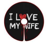 I Love My Wife Funny Christmas Tree Skirt Red 36 Inches Xmas Tree Mat Funny Decor for Family Christmas Holiday