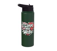 I Love My Wife Heart Husband Text Stainless Steel Insulated Water Bottle