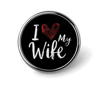 I Love My Wife Round Lapel Pin Brooches Badge Holder for Clothes Bags Backpack Hats