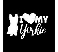 I Love My Yorkie Fun Waterproof Sticker - Decals for Car Bumpers, Laptops, Mirrors, Windows - Gift for Dog Lovers (White)