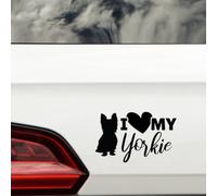 I Love My Yorkie Fun Waterproof Sticker - Decals for Car Bumpers, Laptops, Mirrors, Windows - Gift for Dog Lovers (Black)