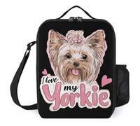 I Love My Yorkie Terrier Dogs Insulated Lunch Bag for Women Men Crossbody Cooler Bags Work with Side Pocket