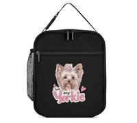 I Love My Yorkie Terrier Dogs Lunch Bag Insulated Lunchbox Cooler | Side and Inner Pocket for Men Women Work Picnic Travel Buckle Handle