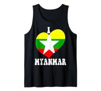 I Love Myanmar Proud To Be Burmese Pride Flag Heart Graphic Tank Top