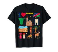 I love Namibia. Hand drawn Namibian Landmarks, flag and map T-Shirt