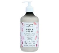 I LOVE Naturals Rose & Argan Hand & Body Lotion - Enriched with Shea Butter, Rose & Patchouli Oils - Silky Smooth Hydration - Nourishing, Soothing & Vegan-Friendly Skincare for Soft Skin 500ml