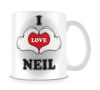 I Love Neil Mug - Add Photo - Personalised Love-Heart Hands Design Gift