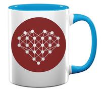 I Love Neural Networks AI Artificial Intelligence Logo Ceramic Tea Coffee Mug Light Blue