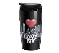 I Love New York Coffee Cup Non-Slip Coaster with Lid Insulated Tumbler Travel Mug Cafe for Hot Cold Drink 250ml