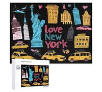 I Love New York Funny Wooden Picture Puzzle Wood Jigsaw Creative Gift for Adults And Family Game