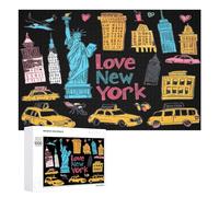 I Love New York Funny Wooden Picture Puzzle Wood Jigsaw Creative Gift for Adults And Family Game