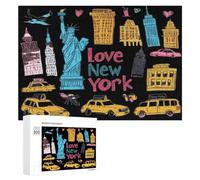 I Love New York Funny Wooden Picture Puzzle Wood Jigsaw Creative Gift for Adults And Family Game