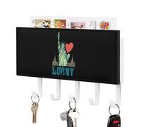 I Love New York Key Holder for Wal PU Leather Key Hooks Decorative Door Hanger Organizer