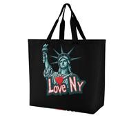 I Love New York Novelty Women's Shoulder Tote Bag Shopping Bags Reusable Lightweight Grocery Handbags Travel Storage Pouch