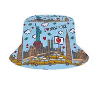 I Love New York Portable Bucket Hat for Women Men Breathable Sun Cap Fisherman Hat Travel Beach Hat Funny