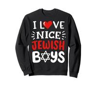 I Love Nice Jewish Boys Red Heart Funny Hanukkah Hebrew Jews Sweatshirt