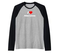 I Love Nine Lives Raglan Baseball Tee
