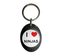I Love Ninjas - Black Plastic Oval Key Ring