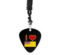 I Love Niue Flag Guitar Pick Pendant Necklace for Acoustic Electric Bass Players Guitar Accessories Guitarist Gifts