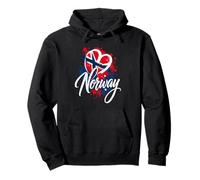 I Love Norway Flag Heart Silhouette Scandinavian Travel Pullover Hoodie