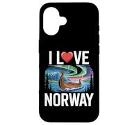 I Love Norway Northern Lights Viking Ship Case for iPhone 16