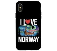 I Love Norway Northern Lights Viking Ship Case for iPhone X/XS