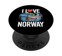 I Love Norway Northern Lights Viking Ship PopSockets Adhesive PopGrip