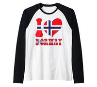 I Love Norway Proud to Be Norwegian Cool Flag Heart Graphic Raglan Baseball Tee