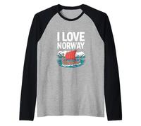 I Love Norway Viking Ship Scenic Adventure Raglan Baseball Tee