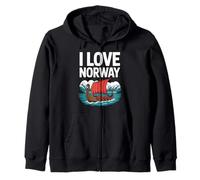 I Love Norway Viking Ship Scenic Adventure Zip Hoodie