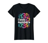 I Love Numbers Enthusiast Colorful Numerical Value Graphic T-Shirt, Women, Black, S