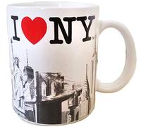 I Love NY City with Red Heart Skyline Souvenir Durable Heavy Solid Base 11 oz Ceramic Coffee Mug