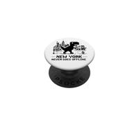 I Love NYC, New York Never Goes Offline Retro Pixel Dinosaur PopSockets Adhesive PopGrip