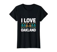 I Love Oakland Trees Bridge Value Graphic T-Shirt, Women, Black, L