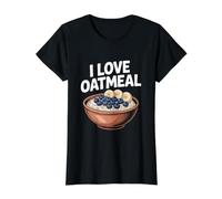 I Love Oatmeal Blueberry Banana Delight Value Graphic T-Shirt, Women, Black, XS