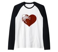 I Love Octopus Heart Symbol Cute Giant Squid Little Kraken Raglan Baseball Tee