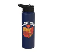 I Love Ohio Heart State Skyline Artwork Stainless Steel Insulated Water Bottle