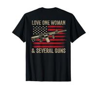 I Love one Woman and Several Guns on Back Funny Gun Owner T-Shirt