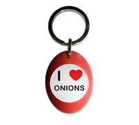 I Love Onions - Red Plastic Oval Key Ring