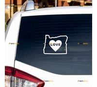 I Love Oregon Map Outline Sticker Decal Vinyl Home - 2 Pack White 10.2cm - for Car Boat Laptop Cup No Background Die-Cut