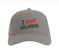 I Love Orlando City Florida USA Embroidered Baseball Cap, Dad Hat, Light Grey, One Size
