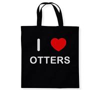 I Love Otters - Black Cotton Tote Bag