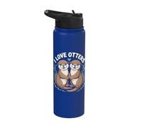 I Love Otters Cute Otter Lover Graphic Stainless Steel Insulated Water Bottle